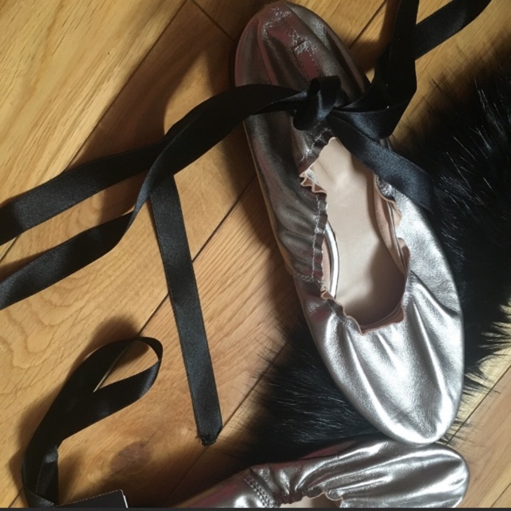 Zara Metallic Ballerina Flats